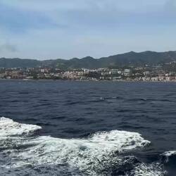On our way to Sicily across the Strait of Messina.
