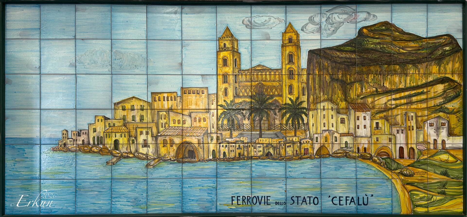 Lovely mosaic mural at the Cefalù Train Station.