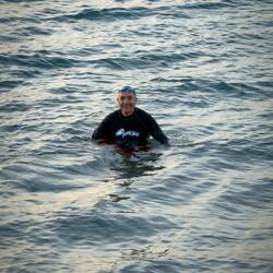 Swimming = happy camper Mui — Cefalù, Sicily.