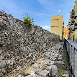 Section of the Megalithic walls made with limestone from Rocca of Cefalù.