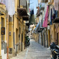 Laundry day in Old Town — Cefalù, Sicily.