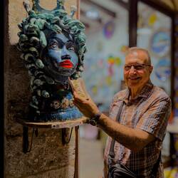 Is Mui going to share his cannolo with Medusa? I doubt it — Cefalù, Sicily.