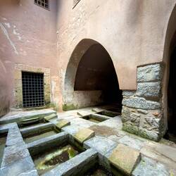 Medieval wash house ... laundresses used these basins to do laundry — Cefalù, Sicily.