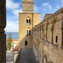 The north tower from the south tower — Duomo di Cefalù.