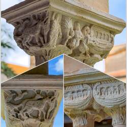 The capital with the story of Noah's Ark ... in the canonical cloister — Duomo di Cefalù.