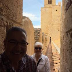 South tower from the end of the rooftop walkway — Duomo di Cefalù.