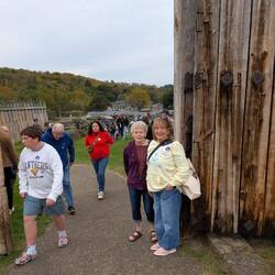 Linda and Bea at the gate of Fort Ligonier