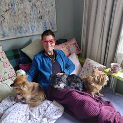 Just relaxing with tea and dogs