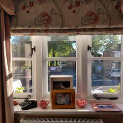View through the window of Laura Jane's cottage, right on the High Street