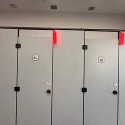 Average toilet ... lights up red when occupied. No looking for feet in China.