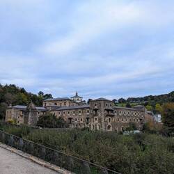 The monastery, surrounded by apple orchard