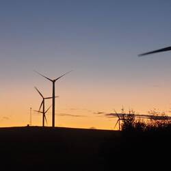 Windpark mit Sonnenuntergang