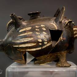 Guttus in the shape of a rooster-griffin (3rd century BCE) ... Museo Mandralisca — Cefalù, Sicily.