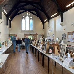 The Fellowship Hall with lots to look at. I had a nice time visiting with Carol, one of the artists.