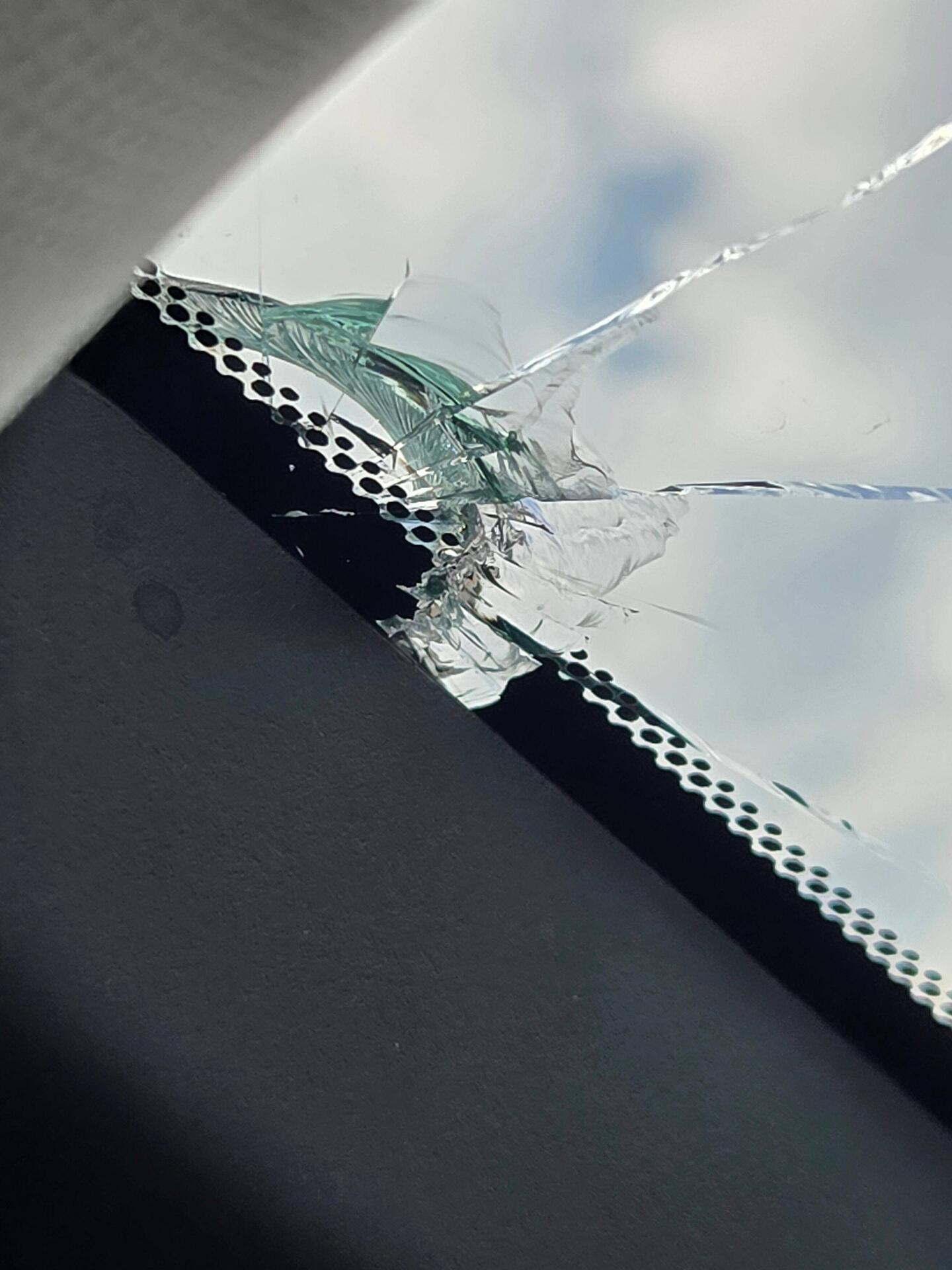 A new chunk out of our windshield today!