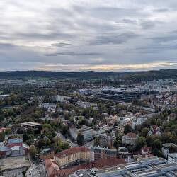 Blick Richtung Südwesten, Ernst-Abbe-Sportfeld und Technologiepark
