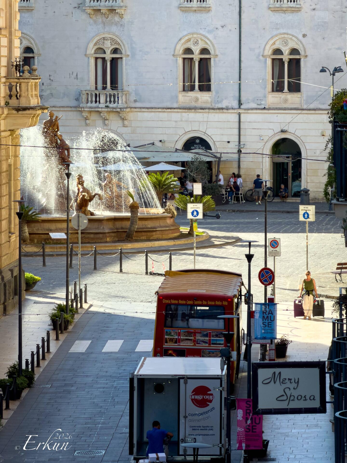 The sparkling waters of the Fountain of Diana ... from our balcony.