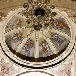 Frescoed dome in one of the chapels ... Stained glass window ... Chapel of the Blessed Sacrament.