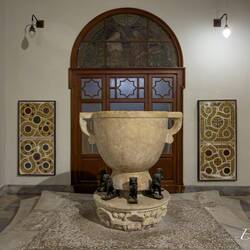 Baptistery: the font is an old Hellenistic period jar — Duomo di Siracusa.