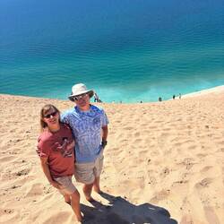 Dune Climb. It was 450 feet down to the lake
