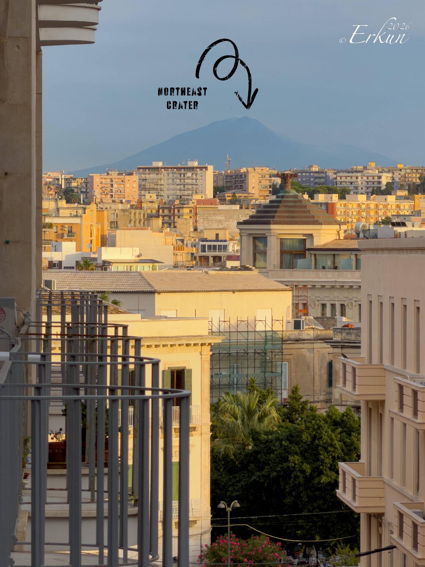 Etna from our Ortigia apartment — Siracusa, Sicily.
