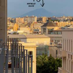 Etna from our Ortigia apartment — Siracusa, Sicily.