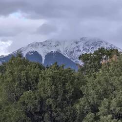 Snow on the mountain this afternoon