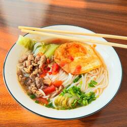 Rice noodle soup - free breakfast at the hotel