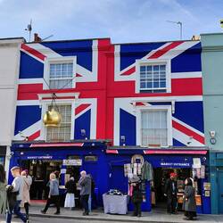 Patriotism at its best in the main tourist strip of Notting Hill