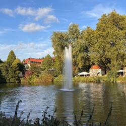 endlich Pause im Biergarten vom Schloss Berge
