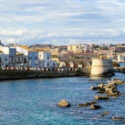 View from Lungomare Ortigia ... with mainland Siracusa in the distance.