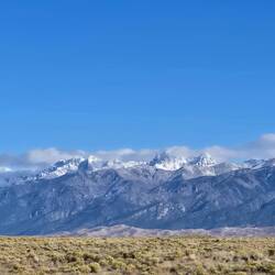 New snow on the mountains.