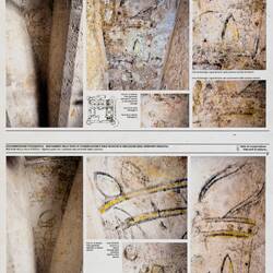 Photos of paintings/drawings uncovered during the restoration work on Castello Maniace.