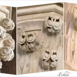 Decorative elements on the columns of the Salone ... Castello Maniace — Ortigia Island, Siracusa.