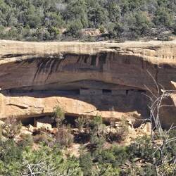 Grain storage and houses in the cliff alcoves.