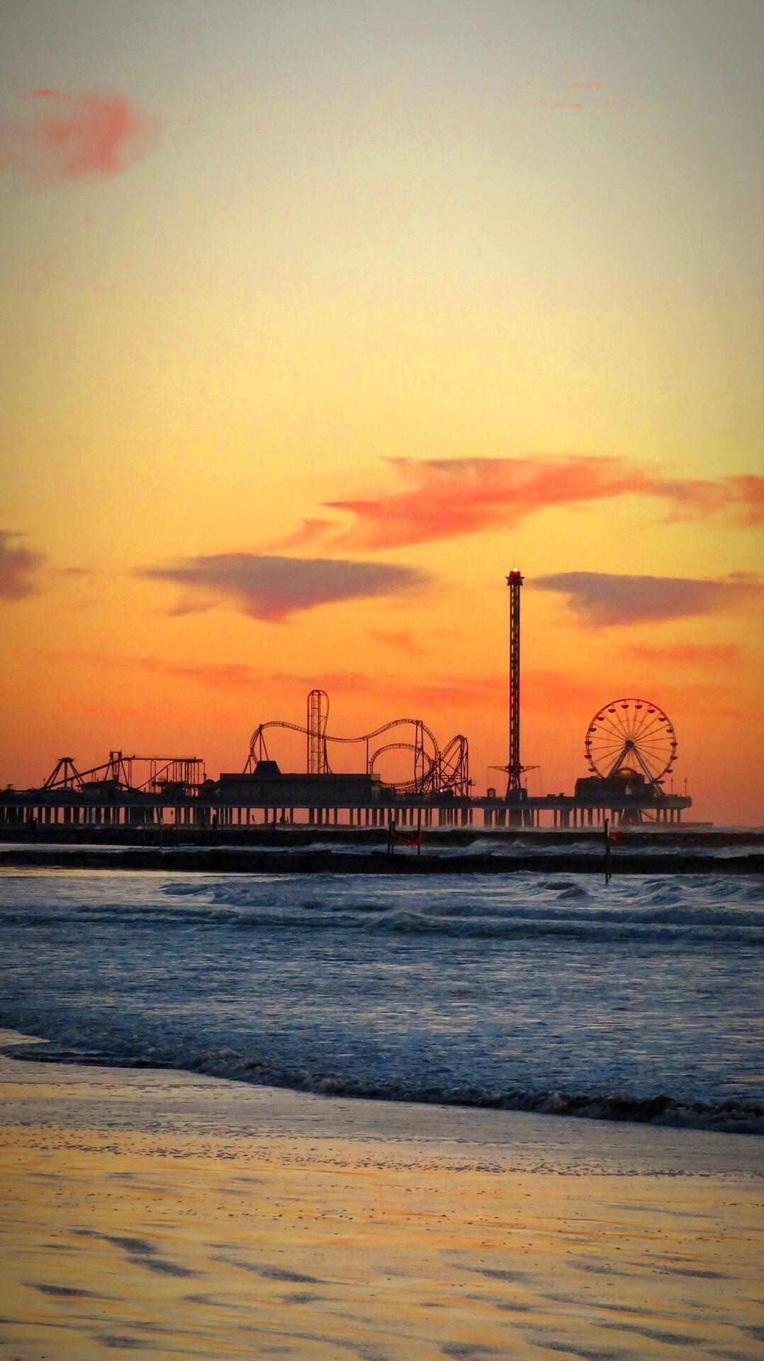 Galveston Island Pier kurz vor Sonnenaufgang