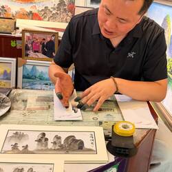 All of his paintings literally done with his hands only - no brushes. Ended up buying one