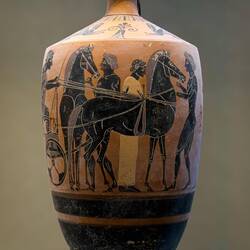 Attic black figure levy this depicting departure in a chariot ... 550-525 BCE.