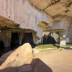 Ropemakers' Cave; the tall pillars were deliberately left untouched during the quarrying process.