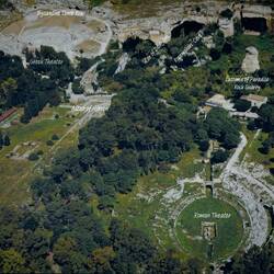 Aerial view of Neopolis from a sign at the site ... with main locations shown (my edit).