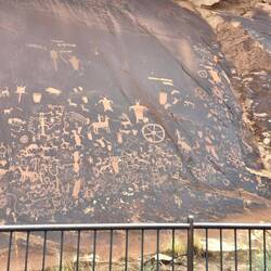 Newspaper rock has petroglyphs from at least 3 different tribes over a long history.