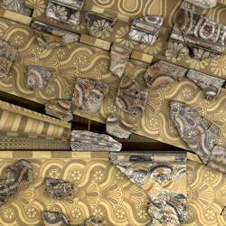 Archaeological jigsaw puzzle: reconstruction of a 6th century BCE temple pediment frieze.