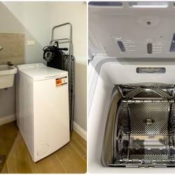 Mui says his mom had one of these small tumble washers with a basket; a first for me!