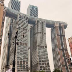"Raffles City" building - the horizontal part is called "the crystal" - what I walked on!