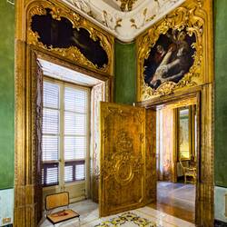 Above gilded rococo doors are paintings by the Caravaggist School ... Palazzo Alliata di Villafranca