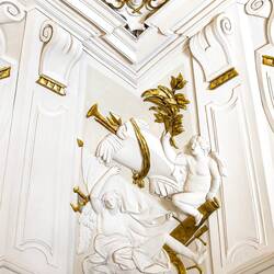 Stucco ceiling corner detail ... Room of the Coat of Arms ... Palazzo Alliata di Villafranca.