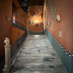 Grand staircase in the foyer leading up to the piano nobile ... Palazzo Alliata di Villafranca.