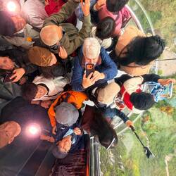 Crammed into the elevator ... luckily not in there long