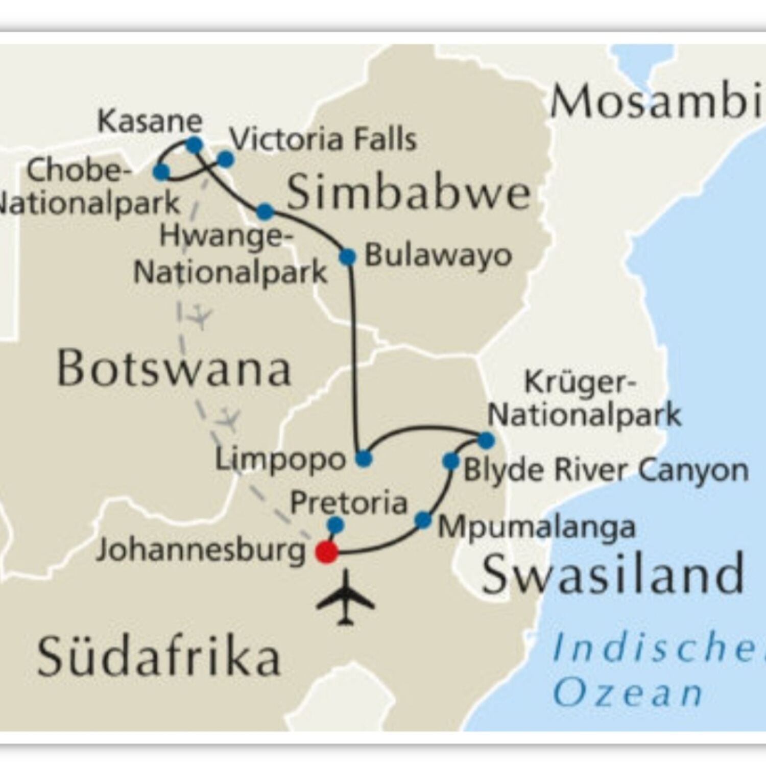 Südafrika, Botswana, Simnabwe