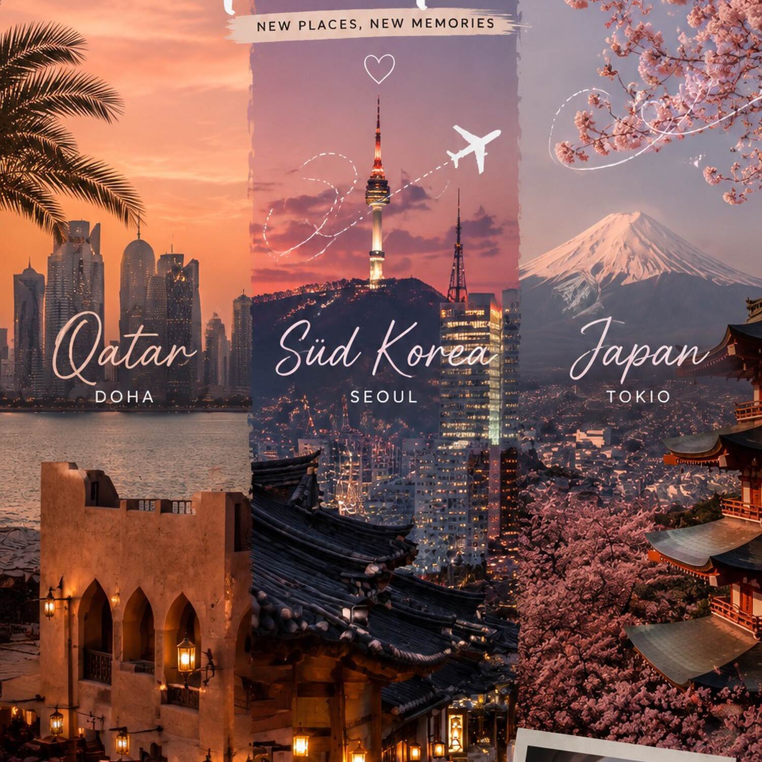 Doha, Seoul, Tokio